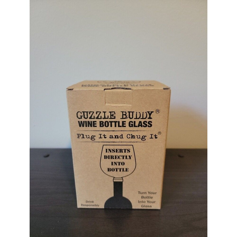 Guzzle Buddy Wine Glass Wine Bottle Attachment, New in Box